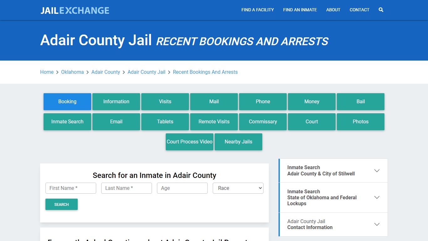 Adair County Jail OK Recent Arrests and Bookings - Jail Exchange