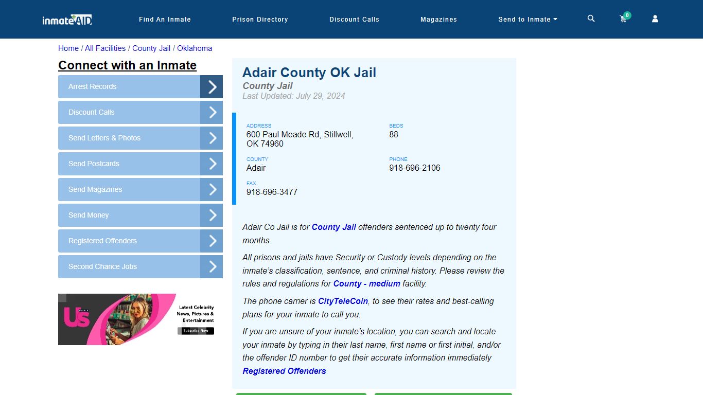 Adair County OK Jail - Inmate Locator